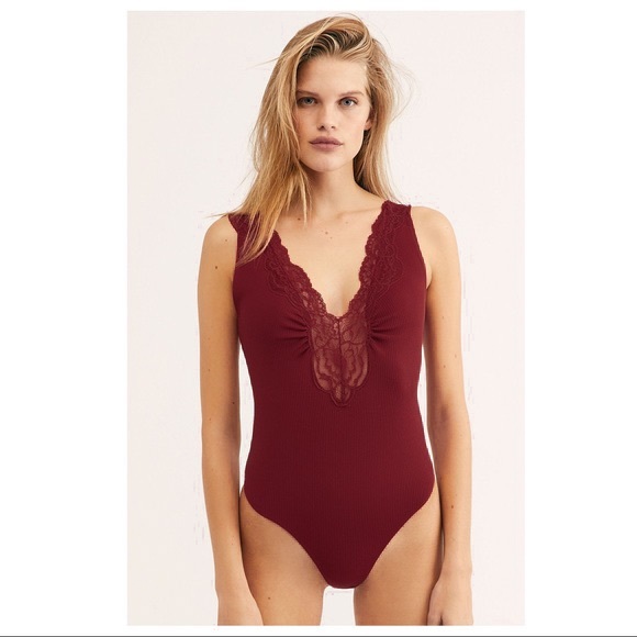 FREE PEOPLE BOHO LACE BODYSUIT CAMI TEE TOP A3C - Picture 12 of 16